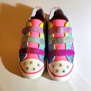 AIRWALK  GIRL SNEAKER SHOES HOOK AND LOOP SLIP- ON RAINBOW LIGHTS UP